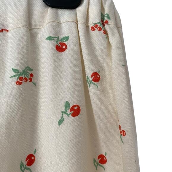 Feather Bone Anthropologie Cream Cherry Print Wide Leg Pants size 0 - Picture 6 of 8